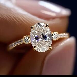 Elegant 18k  Gold Vermeil 9.25 Sterling Silver and Moissanite Women's Ring